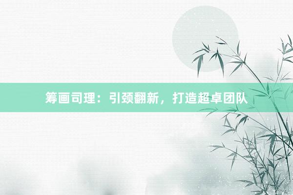 筹画司理：引颈翻新，打造超卓团队