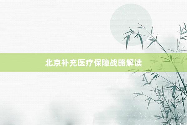 北京补充医疗保障战略解读